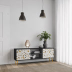 PIECES OF TOMORROW Móvel de TV com 2 Portas em Acabamento Preto