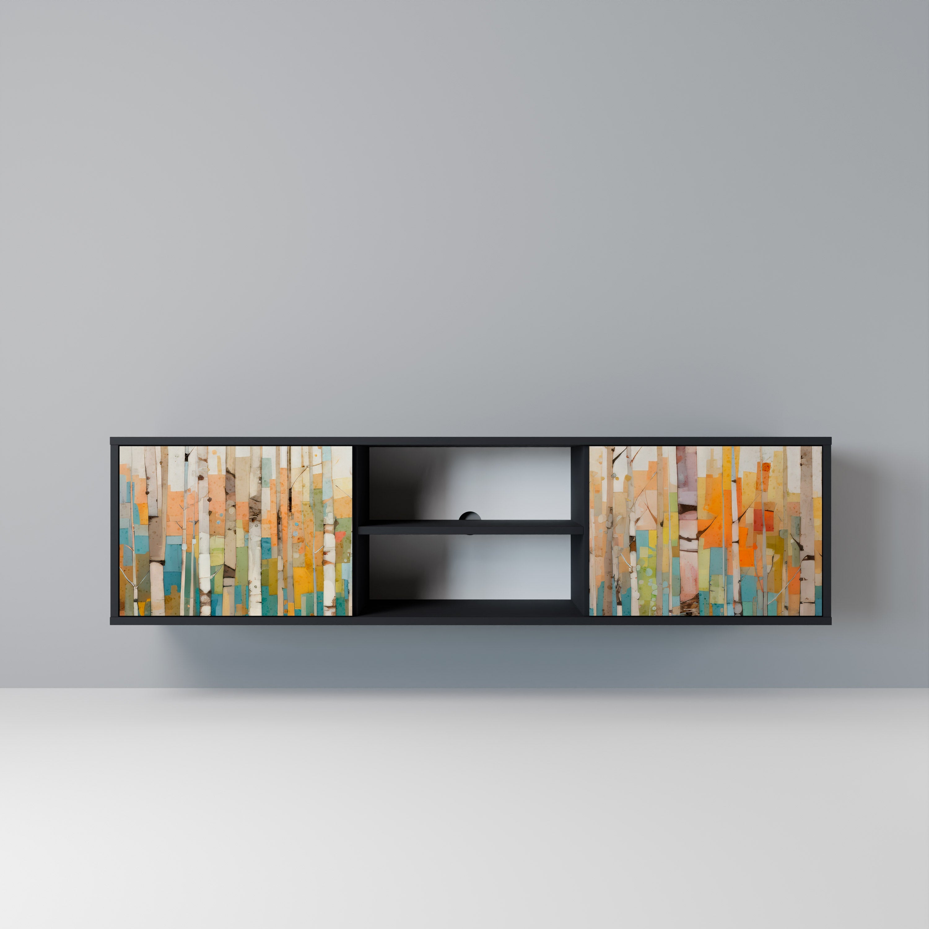 BIRCH KALEIDOSCOPE Móvel de TV com 2 Portas em Acabamento Preto