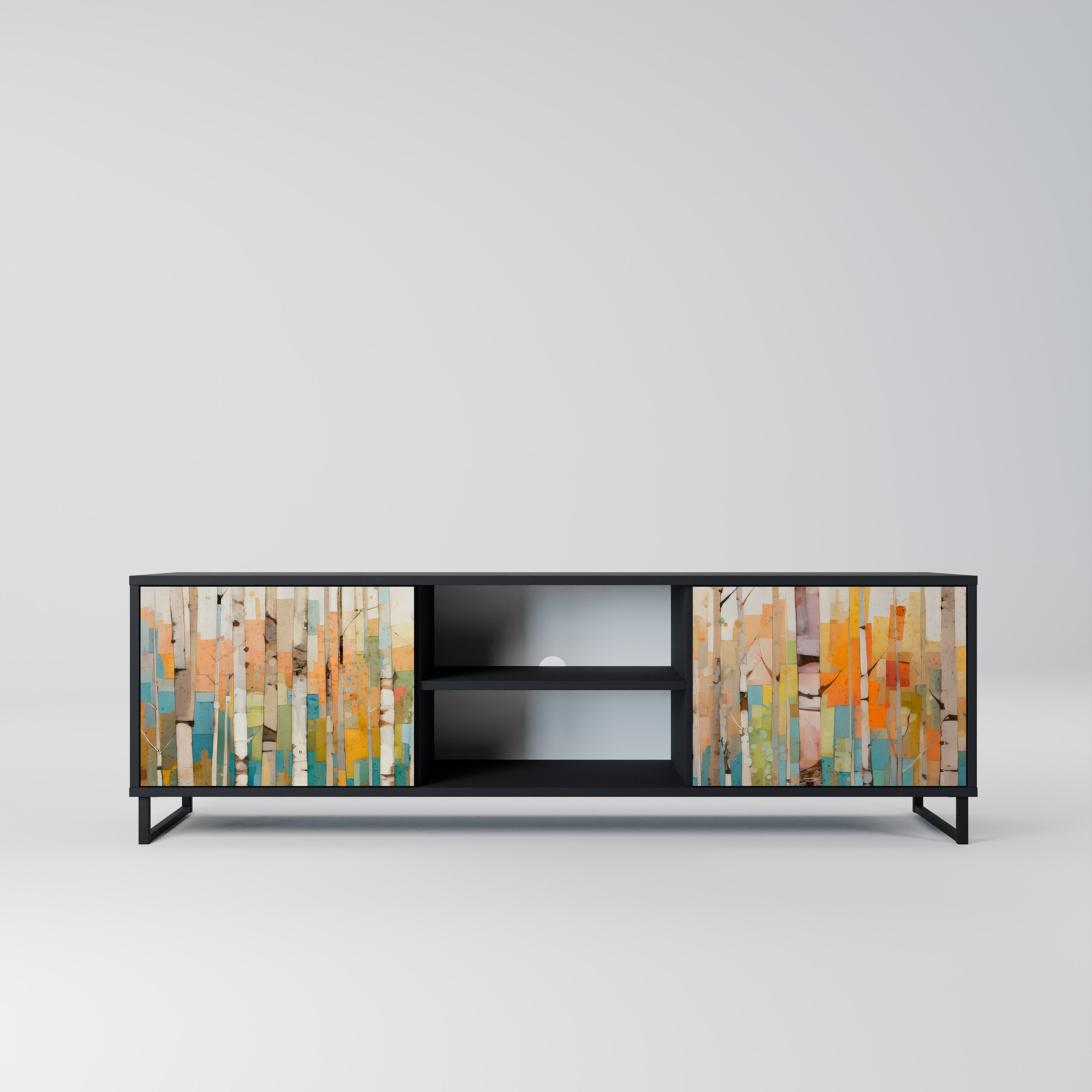 BIRCH KALEIDOSCOPE Móvel de TV com 2 Portas em Acabamento Preto