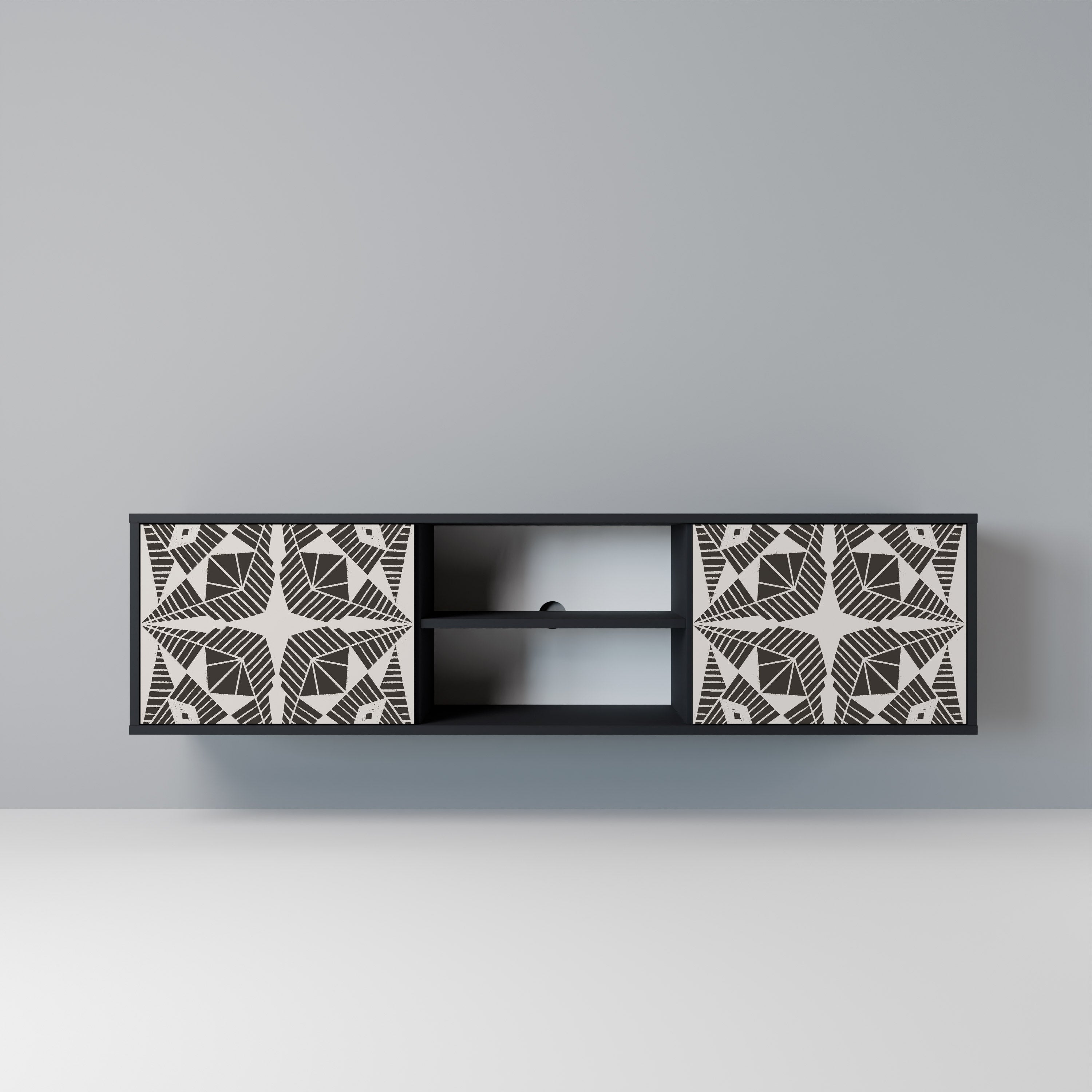 MONOCHROME NEXUS Móvel de TV com 2 Portas em Acabamento Preto