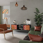 INDIAN FOLK Móvel de TV com 2 Portas em Acabamento Preto