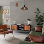 INDIAN FOLK Móvel de TV com 2 Portas em Acabamento Preto