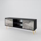 GRAIN LINES Móvel de TV com 2 Portas em Acabamento Preto