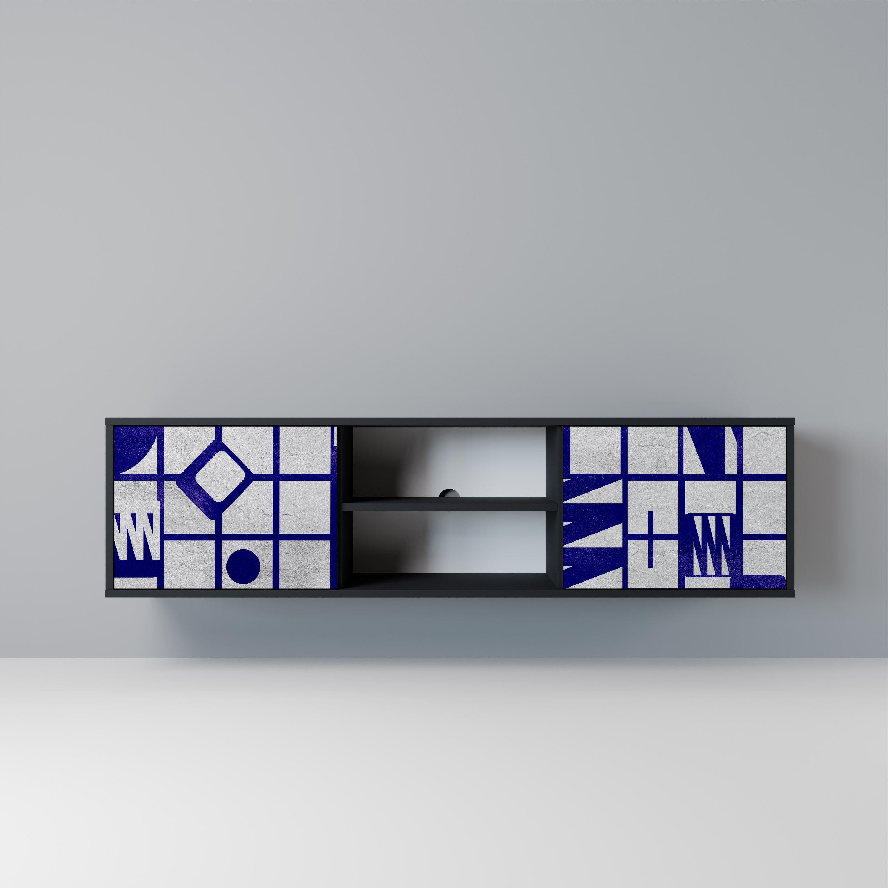 THE RIGHT PLACES Móvel de TV com 2 Portas em Acabamento Preto