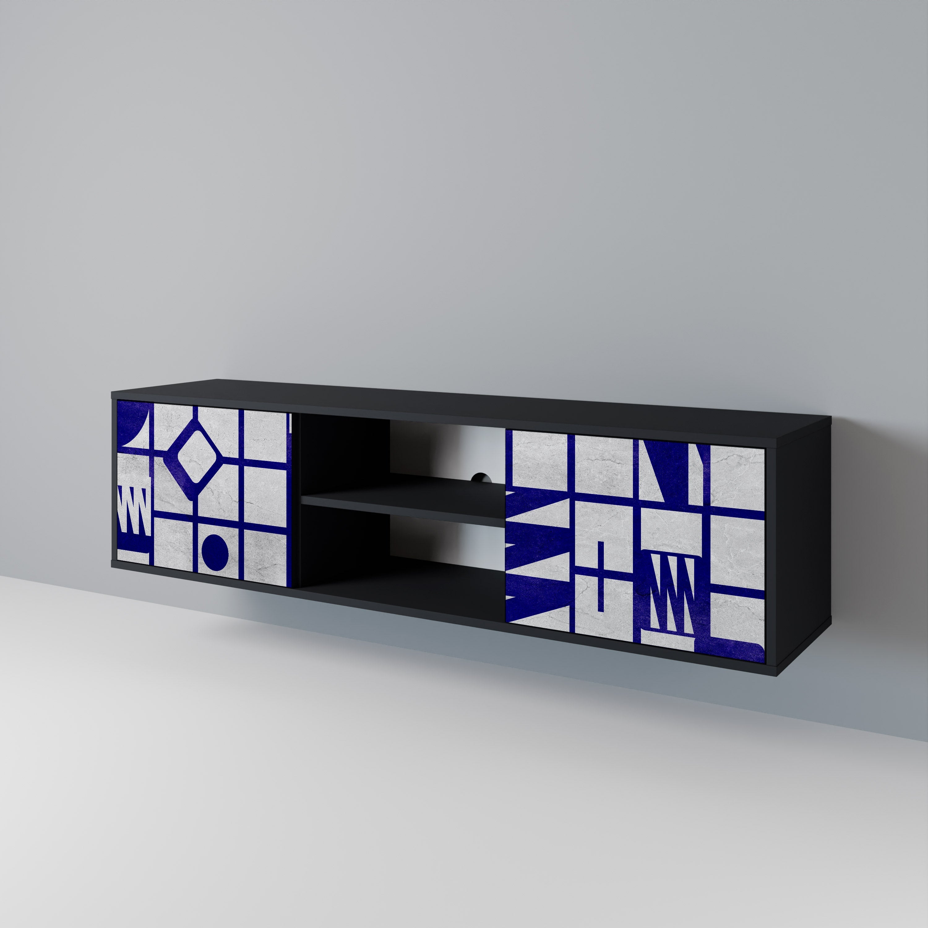 THE RIGHT PLACES Móvel de TV com 2 Portas em Acabamento Preto