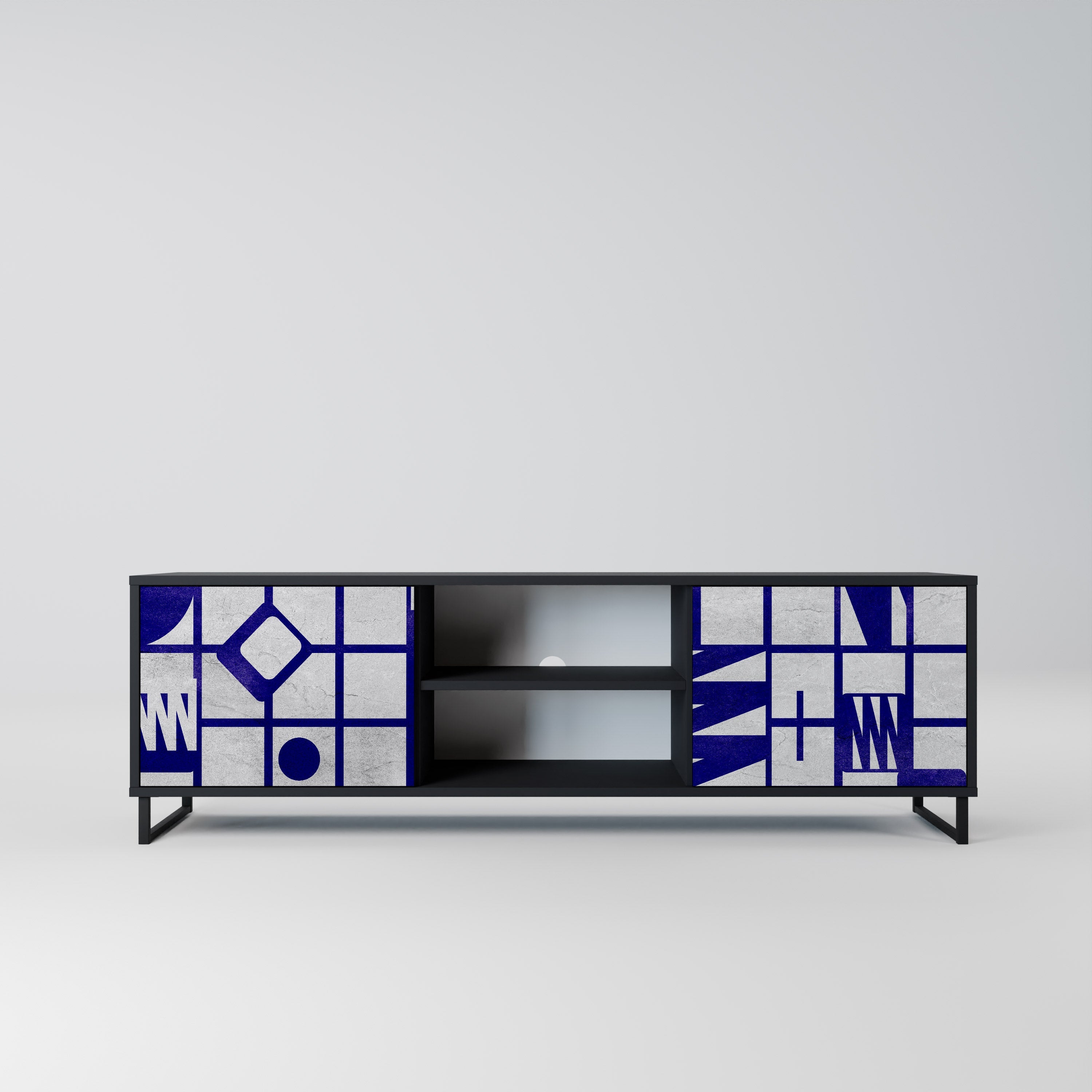 THE RIGHT PLACES Móvel de TV com 2 Portas em Acabamento Preto