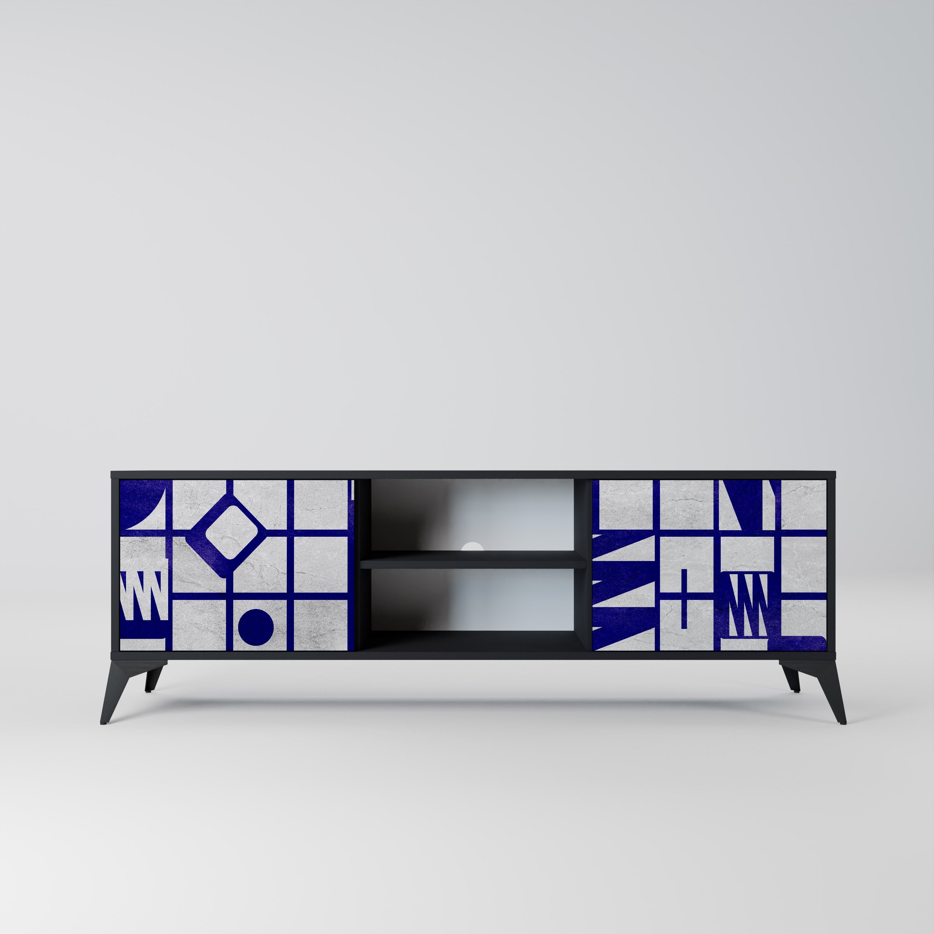 THE RIGHT PLACES Móvel de TV com 2 Portas em Acabamento Preto