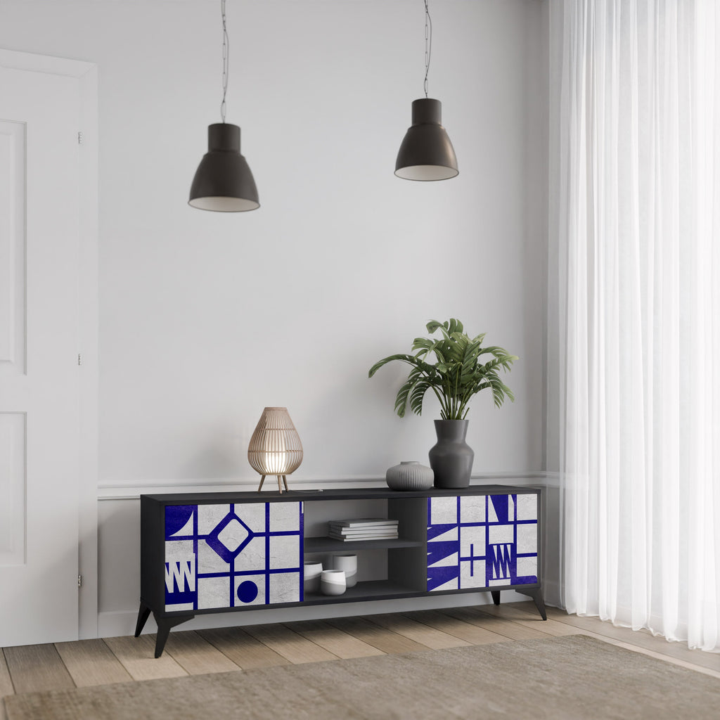 THE RIGHT PLACES Móvel de TV com 2 Portas em Acabamento Preto