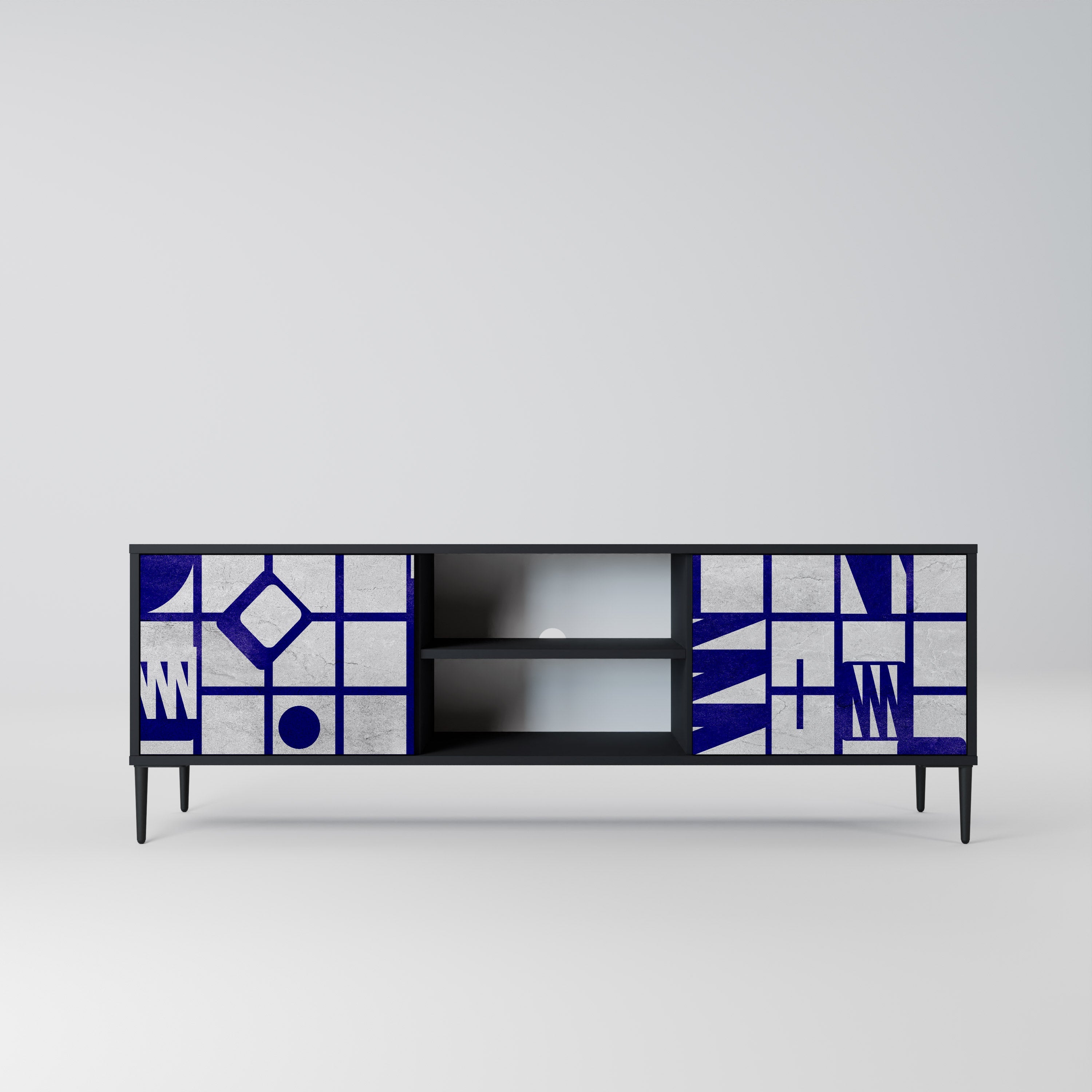 THE RIGHT PLACES Móvel de TV com 2 Portas em Acabamento Preto