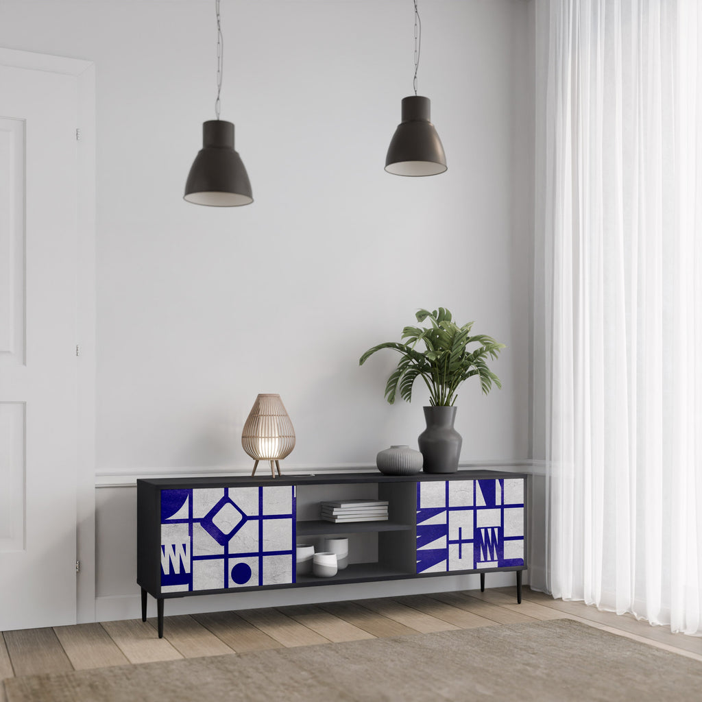 THE RIGHT PLACES Móvel de TV com 2 Portas em Acabamento Preto