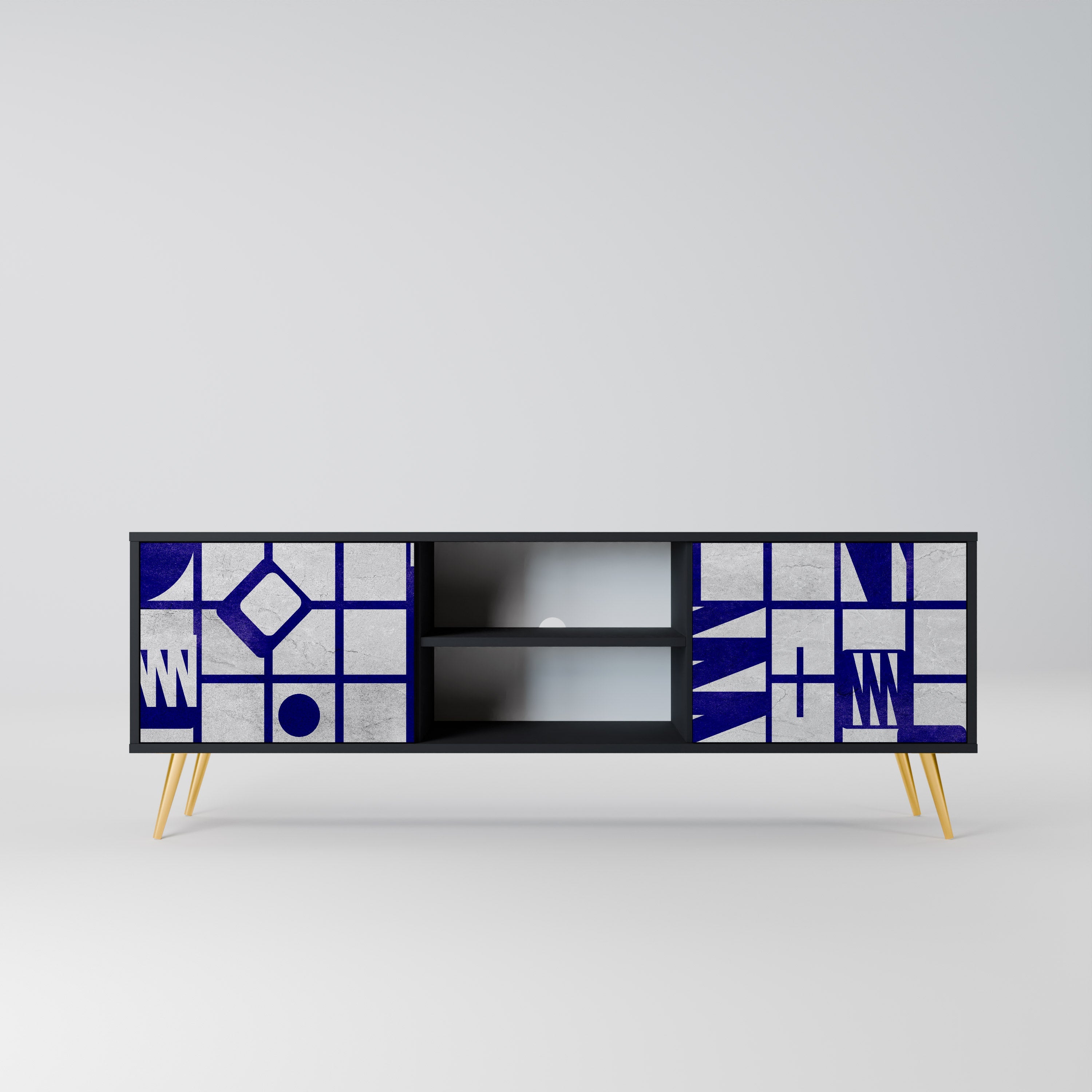 THE RIGHT PLACES Móvel de TV com 2 Portas em Acabamento Preto