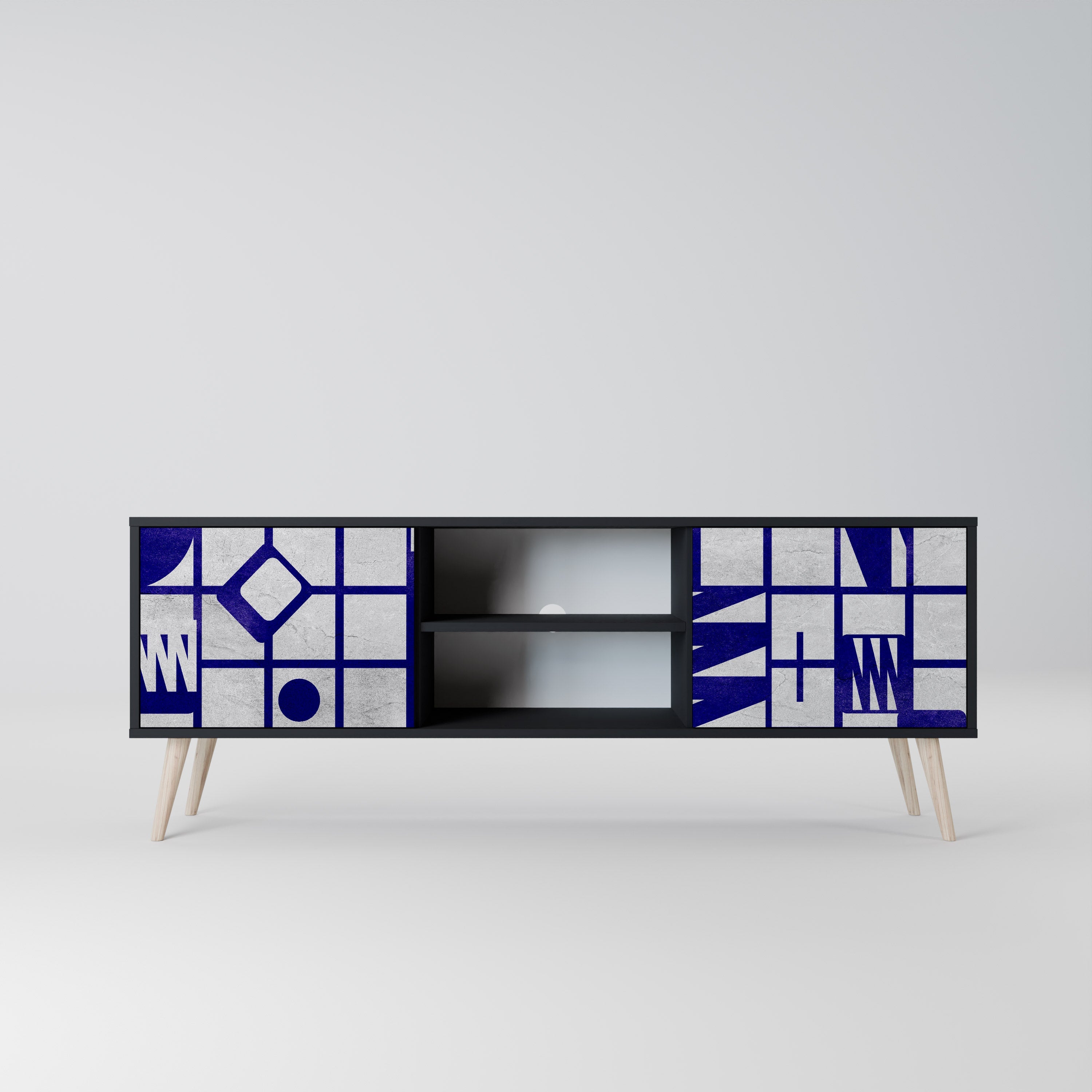 THE RIGHT PLACES Móvel de TV com 2 Portas em Acabamento Preto