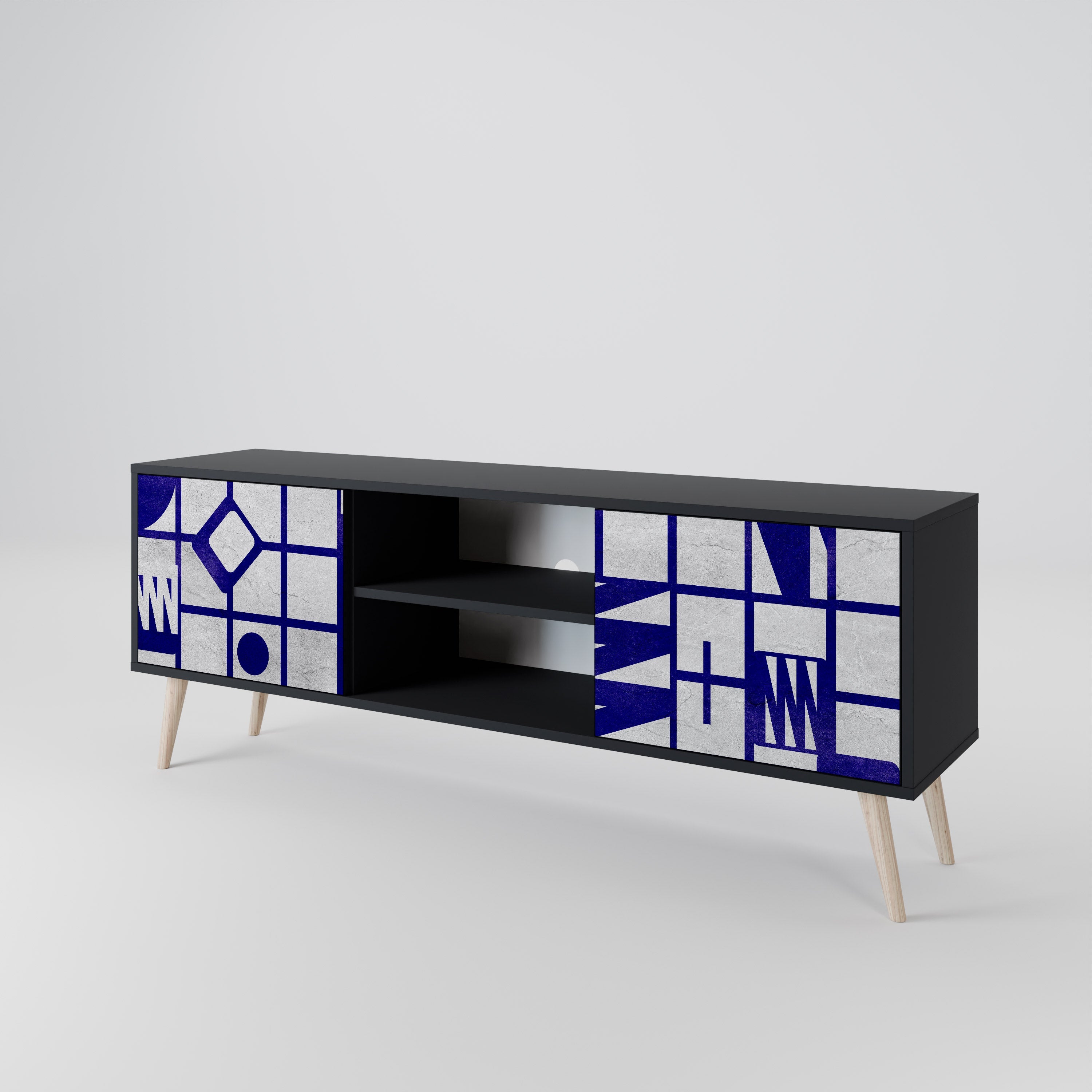 THE RIGHT PLACES Móvel de TV com 2 Portas em Acabamento Preto