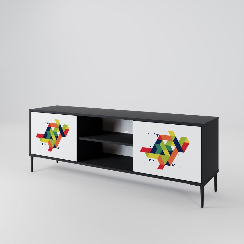 FUTURE SIGN Móvel de TV com 2 Portas em Acabamento Preto