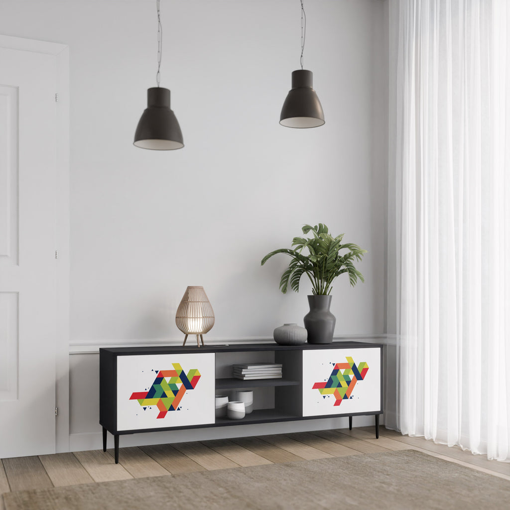 FUTURE SIGN Móvel de TV com 2 Portas em Acabamento Preto