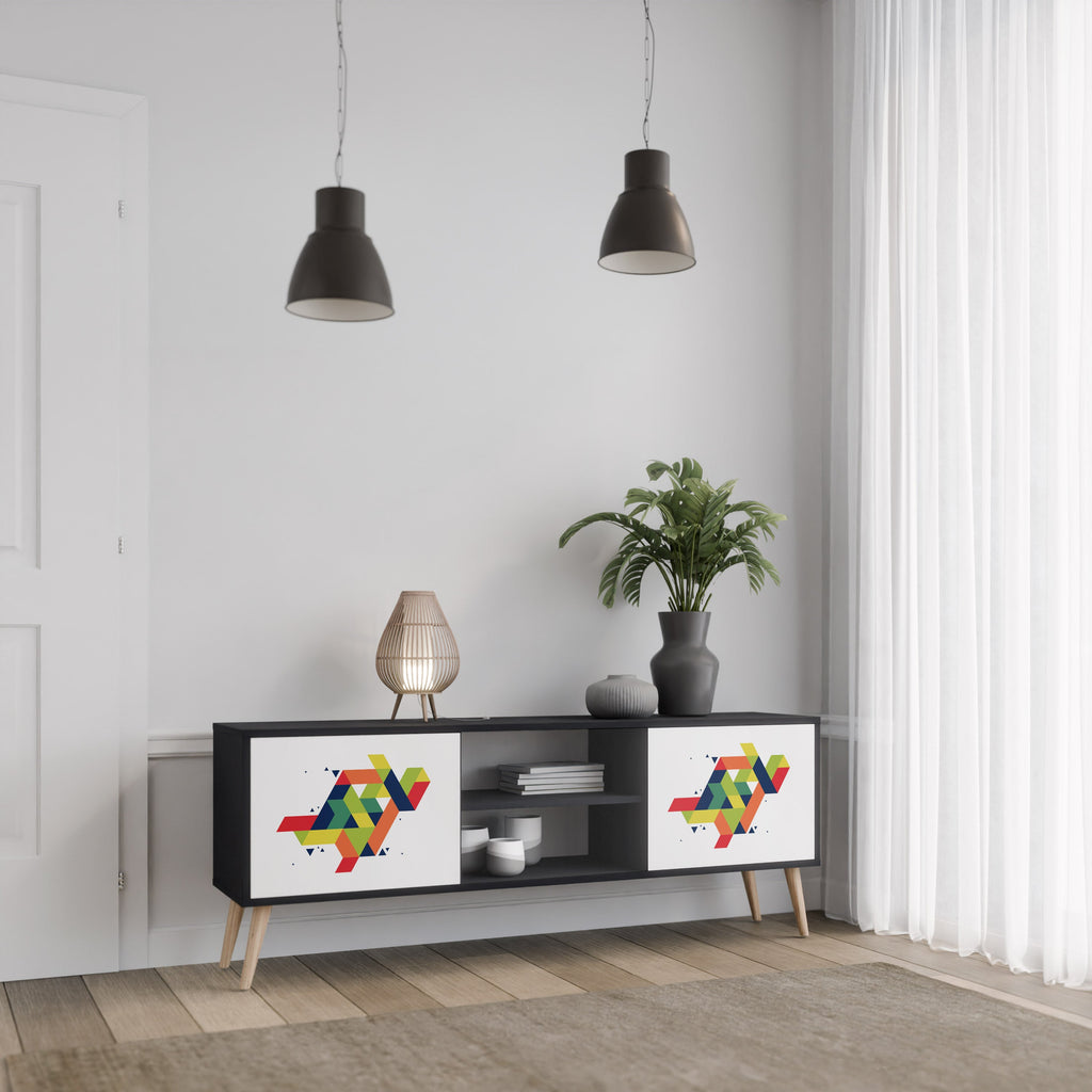 FUTURE SIGN Móvel de TV com 2 Portas em Acabamento Preto