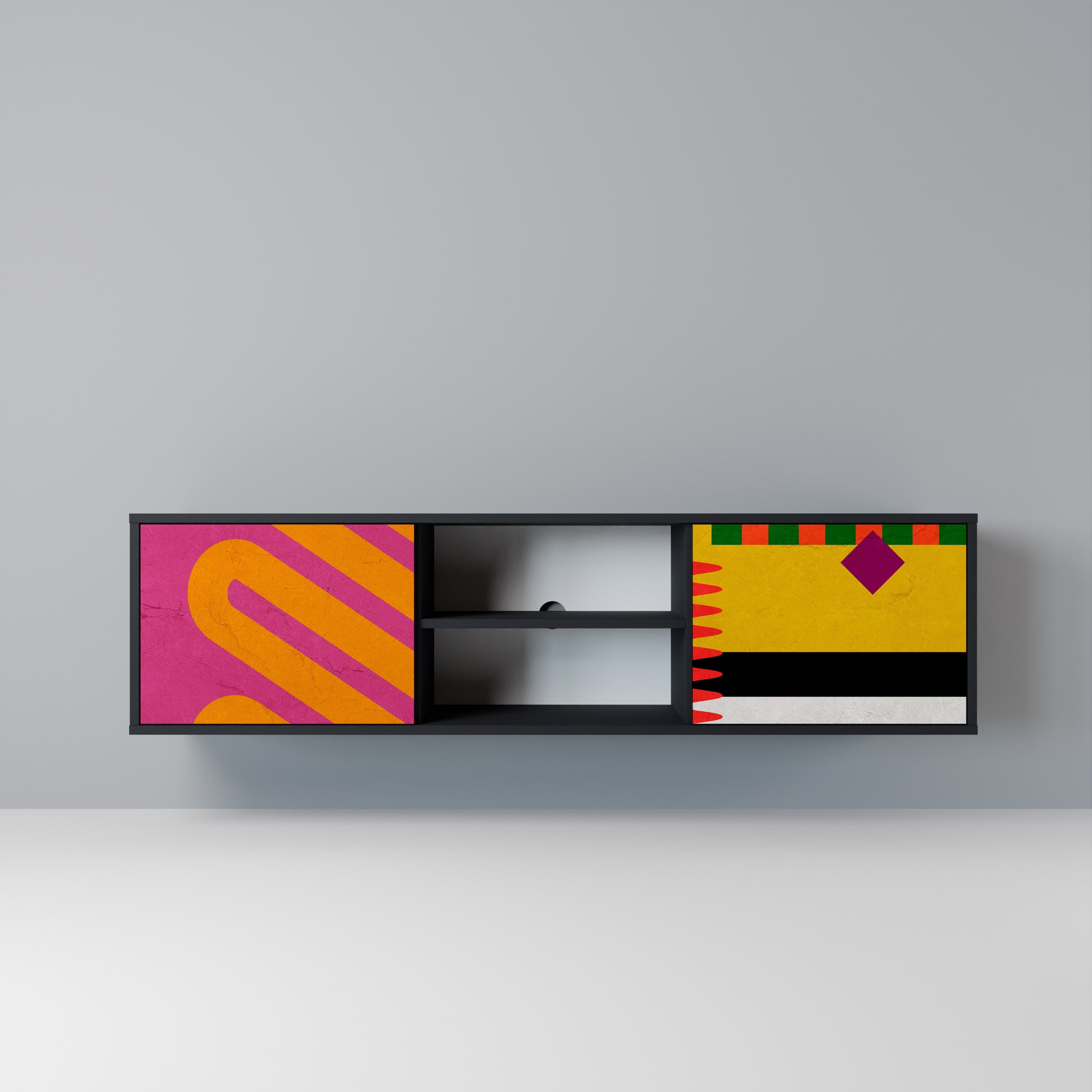 VIVID ART Móvel de TV com 2 Portas em Acabamento Preto