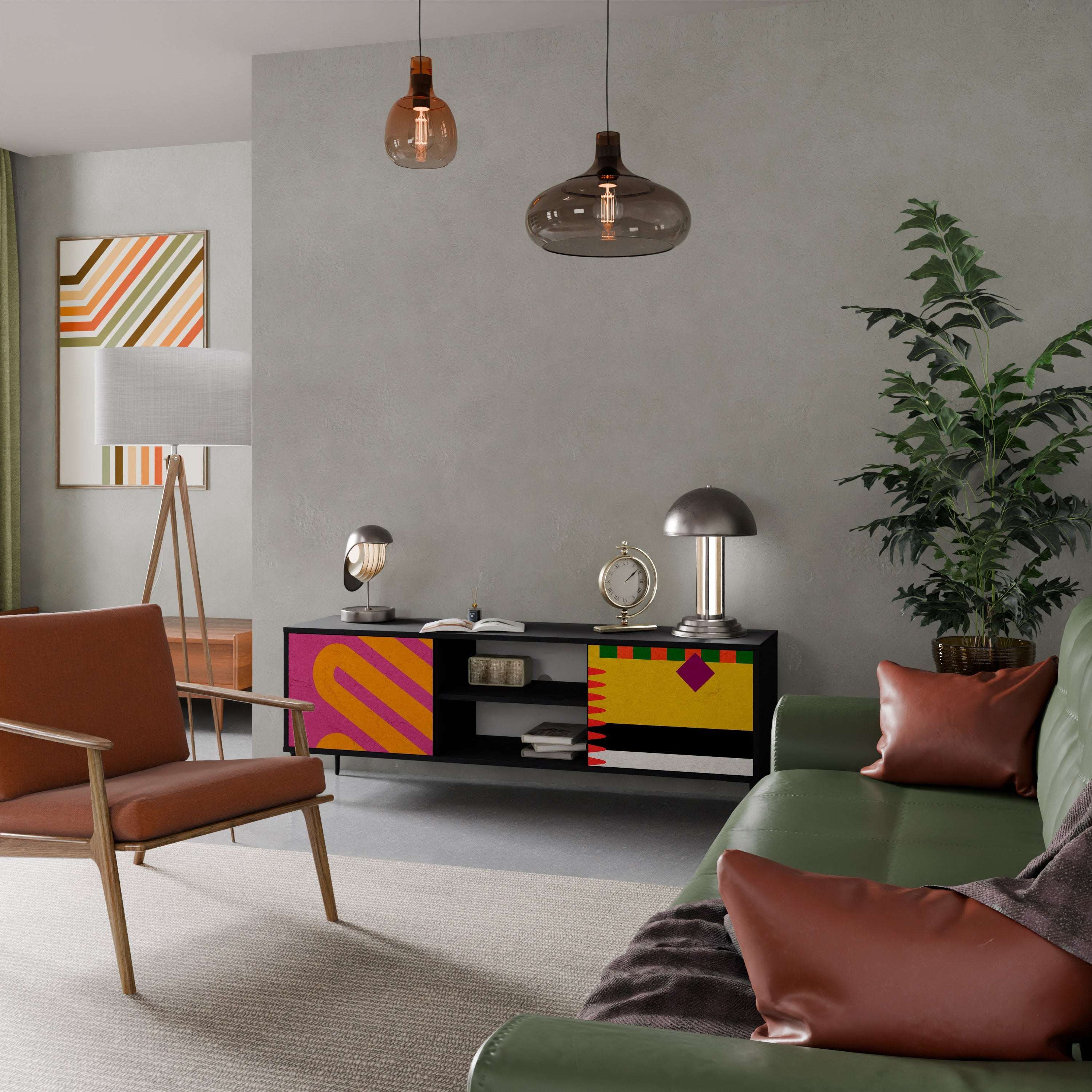 VIVID ART Móvel de TV com 2 Portas em Acabamento Preto