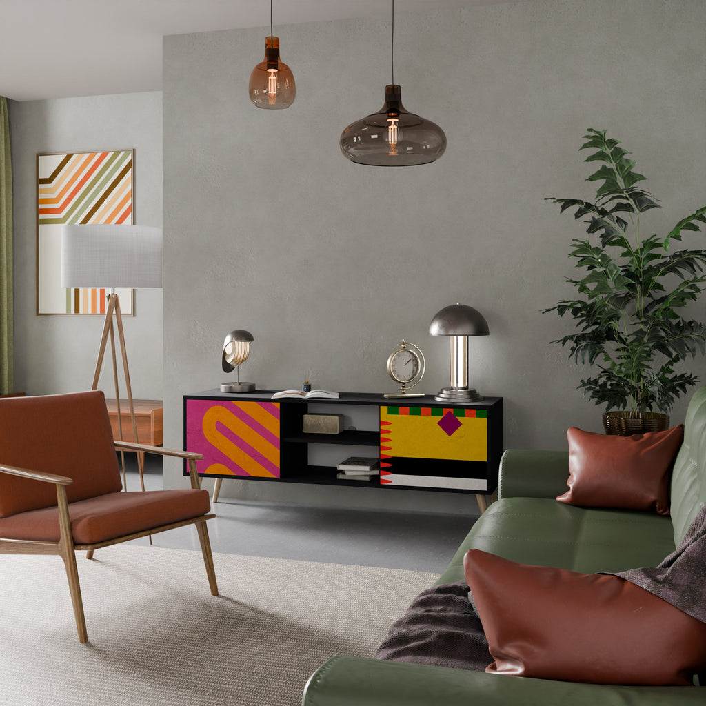 VIVID ART Móvel de TV com 2 Portas em Acabamento Preto