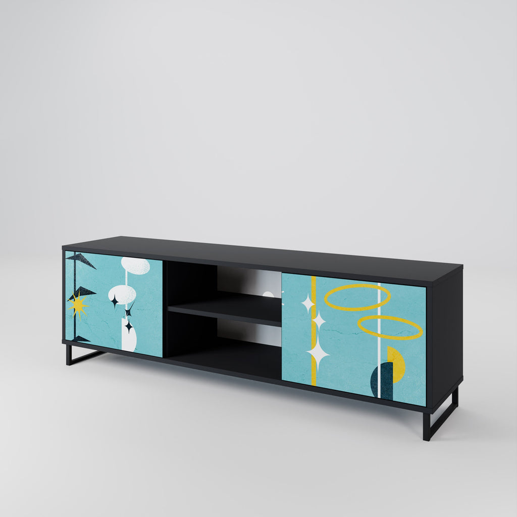 PATHS TO HAPPINESS Móvel de TV com 2 Portas em Acabamento Preto