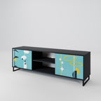 PATHS TO HAPPINESS Móvel de TV com 2 Portas em Acabamento Preto