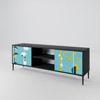 PATHS TO HAPPINESS Móvel de TV com 2 Portas em Acabamento Preto