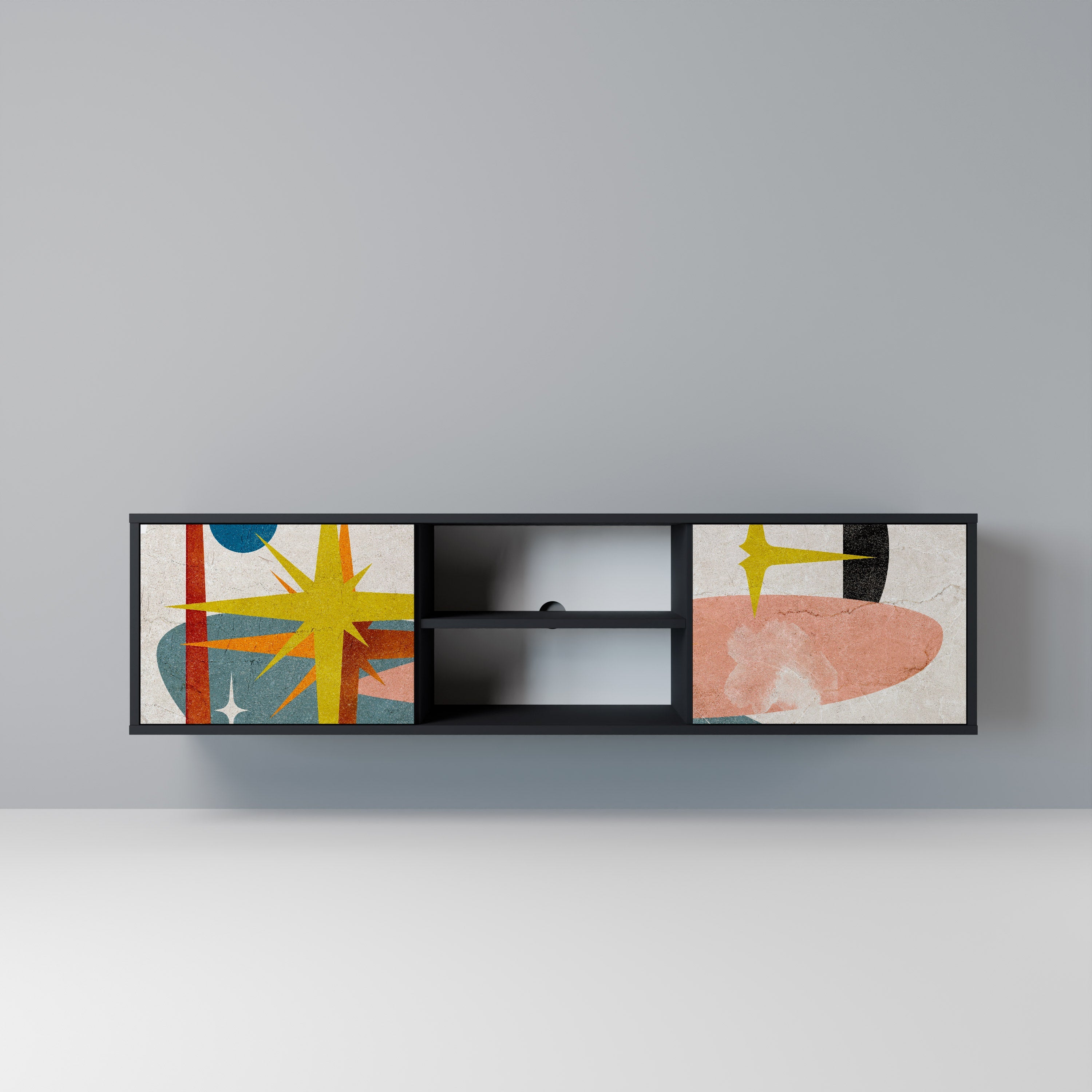 INTERSTELLAR VIBES Móvel de TV com 2 Portas em Acabamento Preto