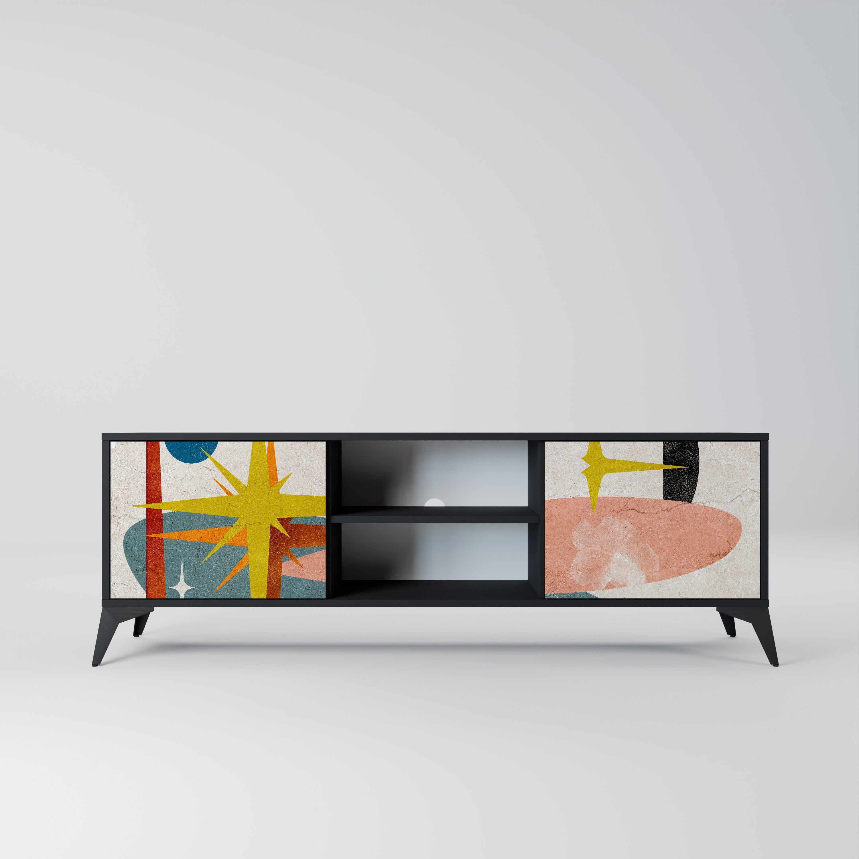 INTERSTELLAR VIBES Móvel de TV com 2 Portas em Acabamento Preto