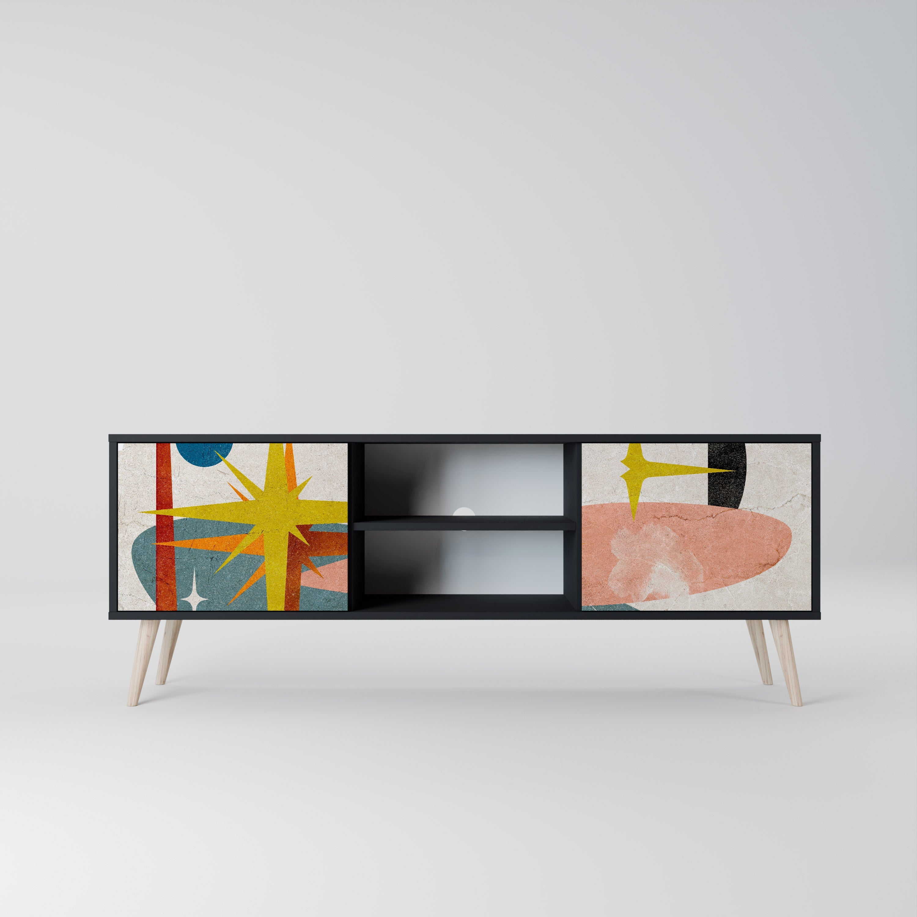 INTERSTELLAR VIBES Móvel de TV com 2 Portas em Acabamento Preto