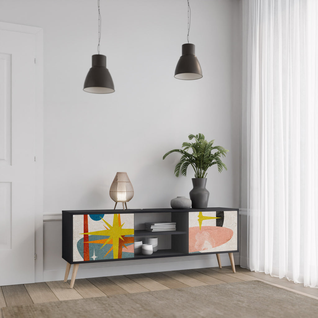 INTERSTELLAR VIBES 2-Door TV Stand in Black Finish