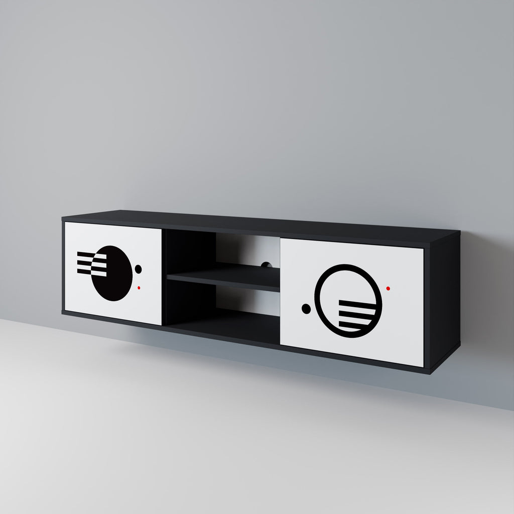 BLACK AND WHITE COMBINATION Móvel de TV com 2 Portas em Acabamento Preto