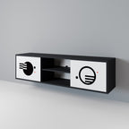 BLACK AND WHITE COMBINATION Móvel de TV com 2 Portas em Acabamento Preto