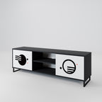 BLACK AND WHITE COMBINATION Móvel de TV com 2 Portas em Acabamento Preto