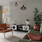 BLACK AND WHITE COMBINATION Móvel de TV com 2 Portas em Acabamento Preto