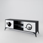 BLACK AND WHITE COMBINATION Móvel de TV com 2 Portas em Acabamento Preto