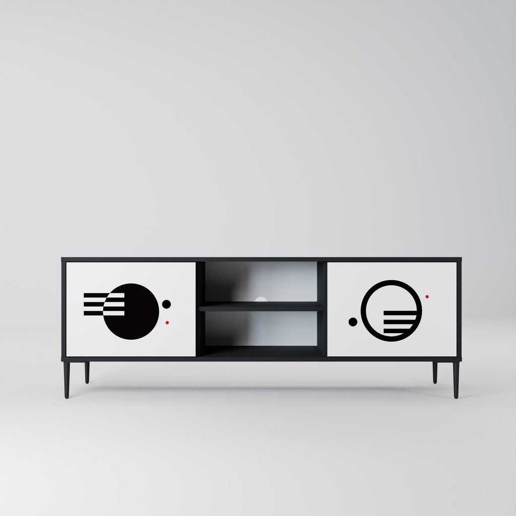 BLACK AND WHITE COMBINATION Móvel de TV com 2 Portas em Acabamento Preto