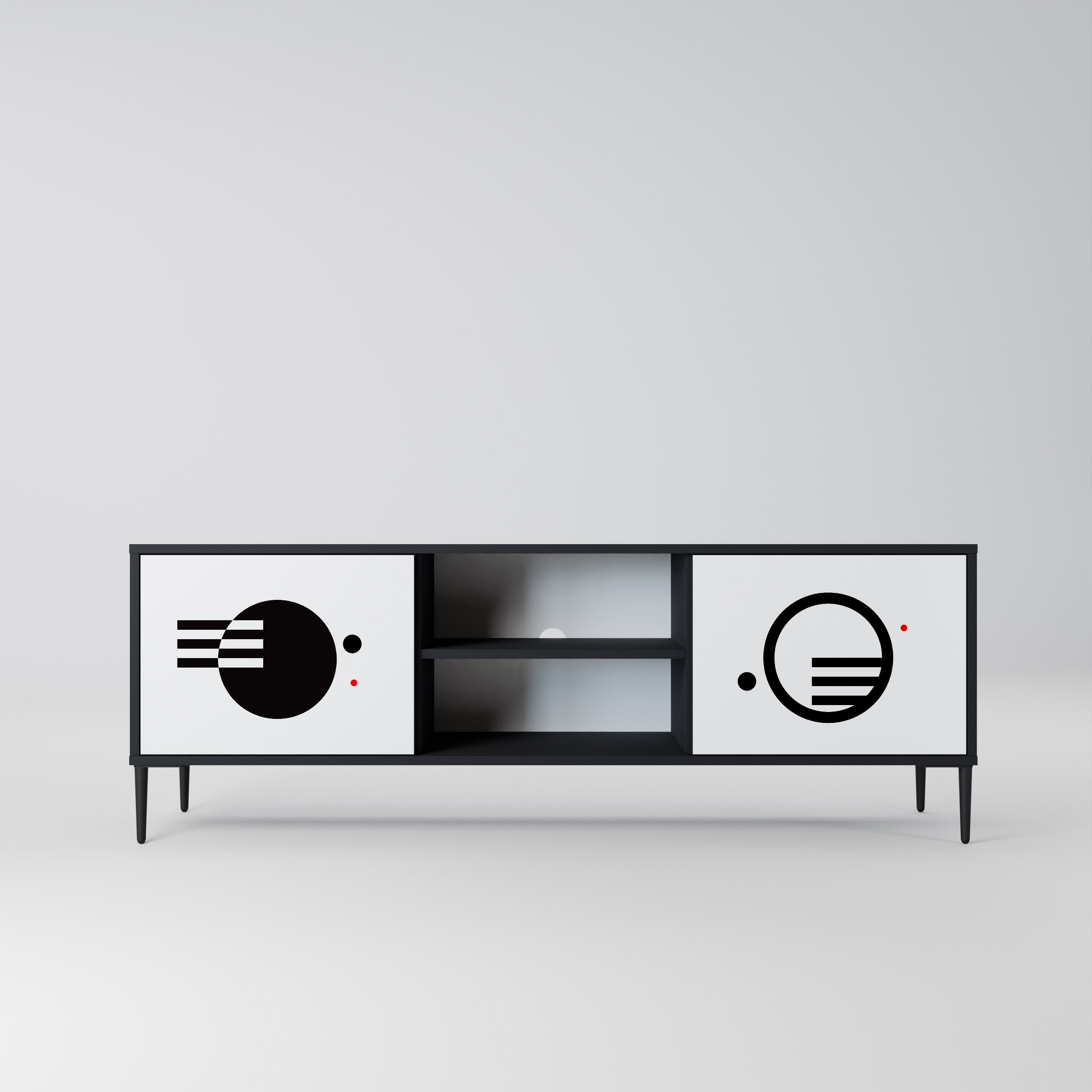 BLACK AND WHITE COMBINATION Móvel de TV com 2 Portas em Acabamento Preto