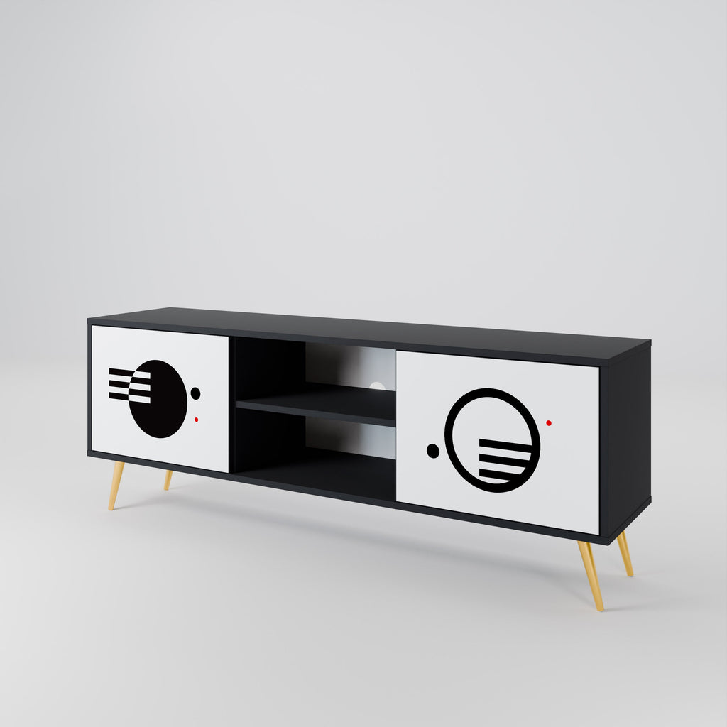 BLACK AND WHITE COMBINATION Móvel de TV com 2 Portas em Acabamento Preto
