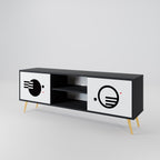 BLACK AND WHITE COMBINATION Móvel de TV com 2 Portas em Acabamento Preto