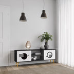 BLACK AND WHITE COMBINATION Móvel de TV com 2 Portas em Acabamento Preto
