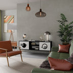 BLACK AND WHITE COMBINATION Móvel de TV com 2 Portas em Acabamento Preto