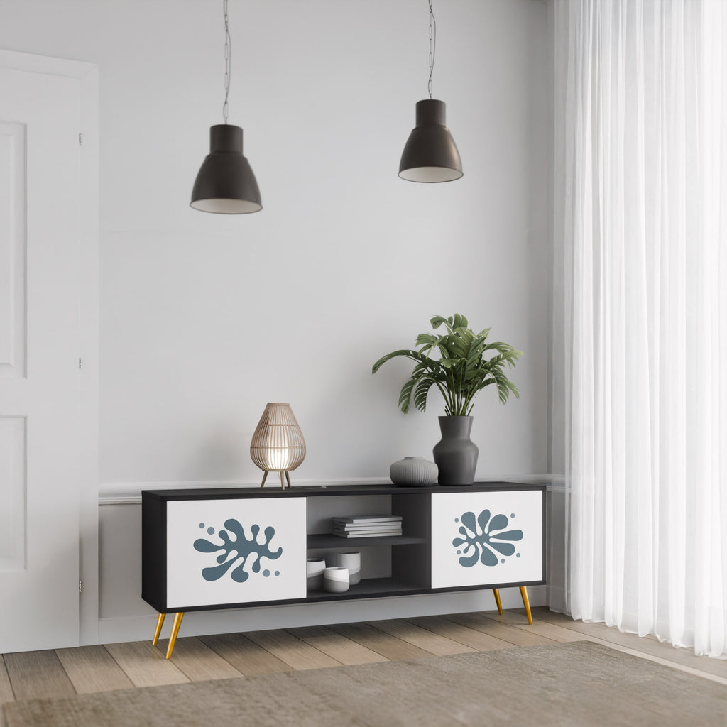 WONDERLAND VEGETATION Móvel de TV com 2 Portas em Acabamento Preto