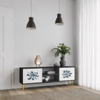 WONDERLAND VEGETATION Móvel de TV com 2 Portas em Acabamento Preto