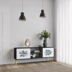 WONDERLAND VEGETATION Móvel de TV com 2 Portas em Acabamento Preto