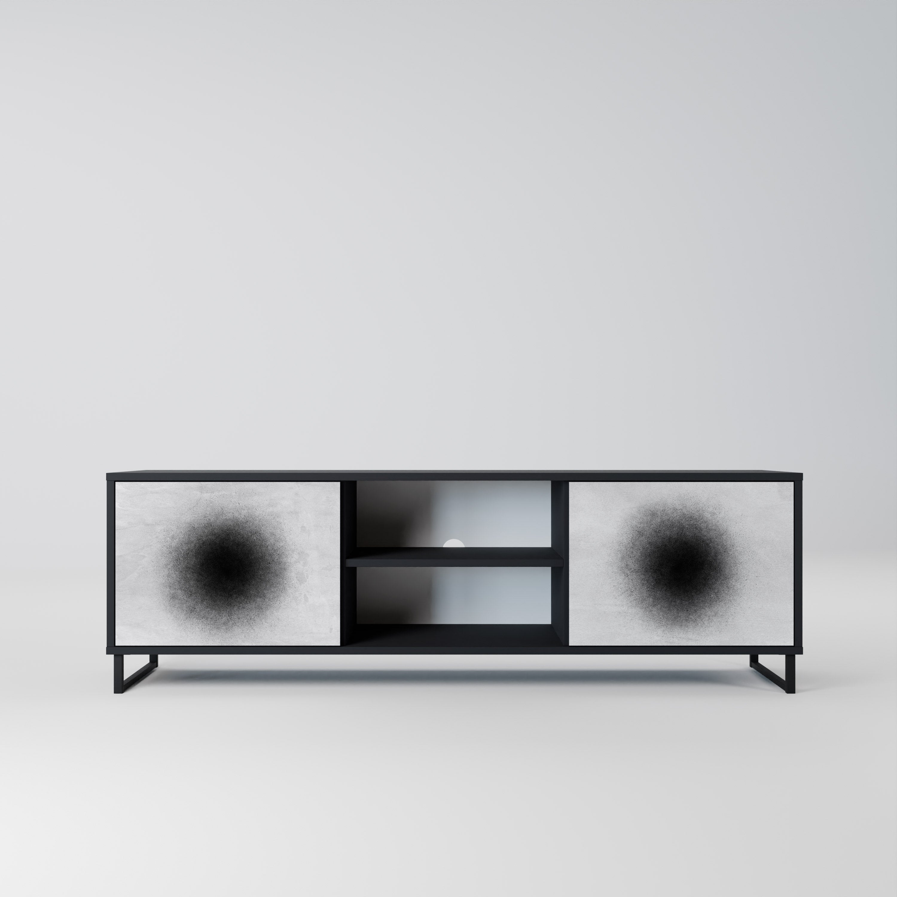 BLACK HOLE Móvel de TV com 2 Portas em Acabamento Preto