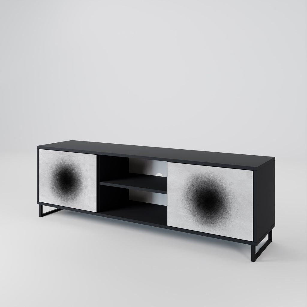 BLACK HOLE 2-Door TV Stand in Black Finish
