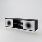 BLACK HOLE 2-Door TV Stand in Black Finish