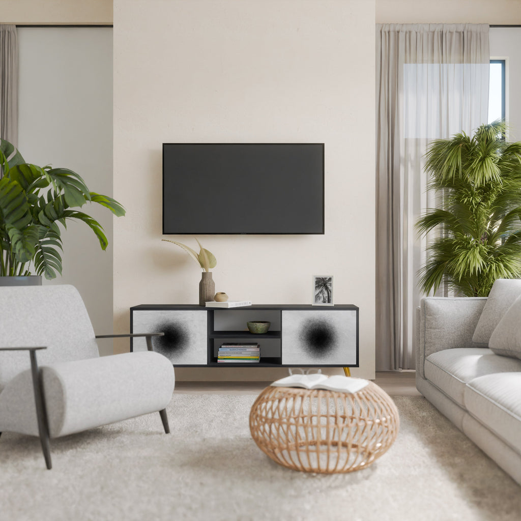 BLACK HOLE 2-Door TV Stand in Black Finish