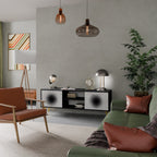 BLACK HOLE 2-Door TV Stand in Black Finish