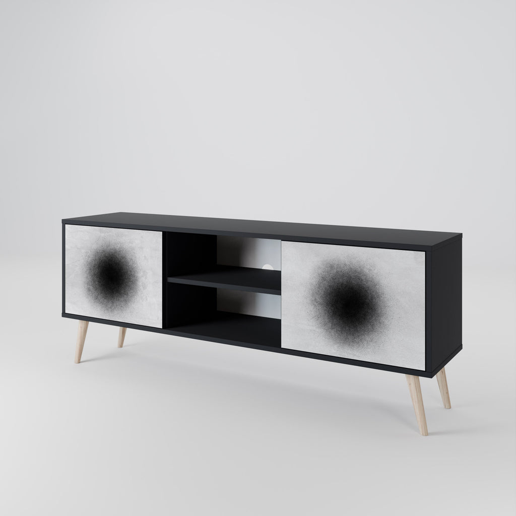 BLACK HOLE 2-Door TV Stand in Black Finish